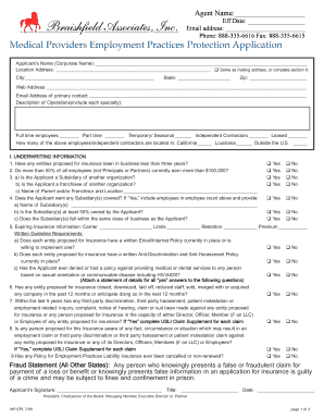 Medical Providers Employment Practices Protection Application