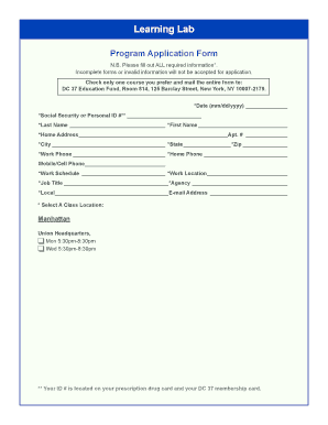 Learning Lab Program Application Form