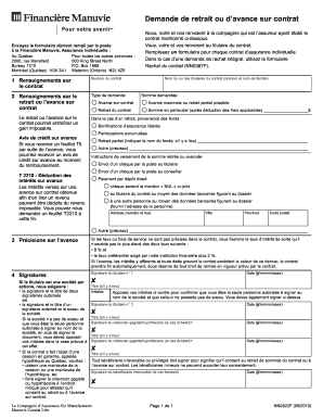 Demande de retrait ou d’avance sur contrat