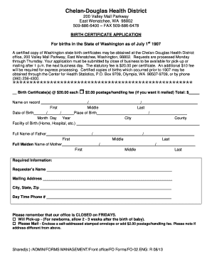 Washington Birth Certificate Application