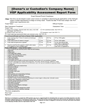 Vessel General Permit Applicability Assessment Form