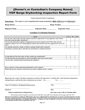 Vessel General Permit Drydocking Inspection Report