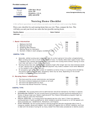 Nursing Home Checklist