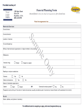 Funeral Planning Form