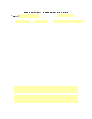 HIPAA De-Identification Certification Form