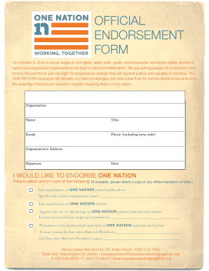 One Nation Endorsement Form