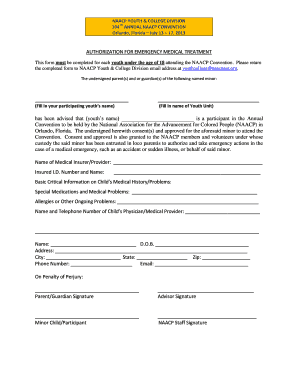NAACP Youth Emergency Medical Treatment Authorization