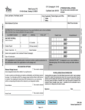 Combined Federal Campaign Pledge Card