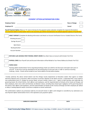 Payment Option Authorization Form