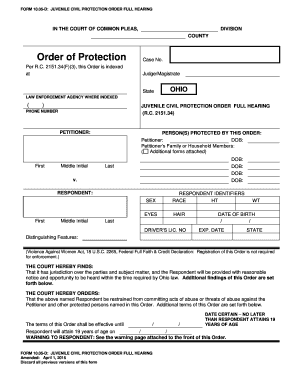 Juvenile Civil Protection Order Full Hearing
