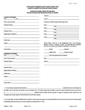 Ohio Child Support Order for Cash Bond