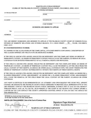 Summons and Order to Appear