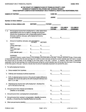 Child Support Computation Worksheet Split Parental Rights