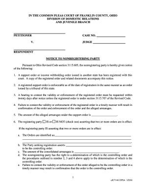Notice to Nonregistering Party