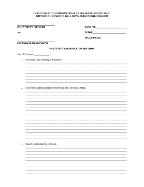 Parenting Coordinator Decision Form