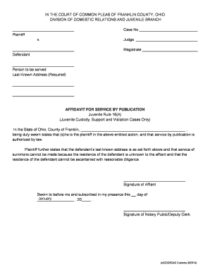 Affidavit for Service by Publication