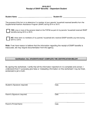 SNAP Benefits Receipt Form