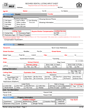 Rental Listing Input Sheet