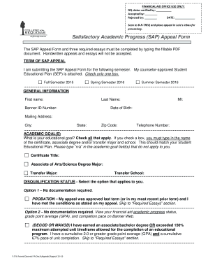 Satisfactory Academic Progress Appeal Form