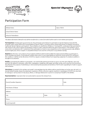 Special Olympics Texas Participation Form