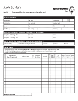 Athlete Entry Form