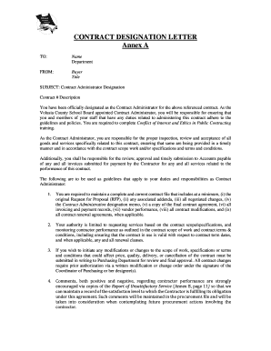 CONTRACT DESIGNATION LETTER Annex A - Volusia County Schools