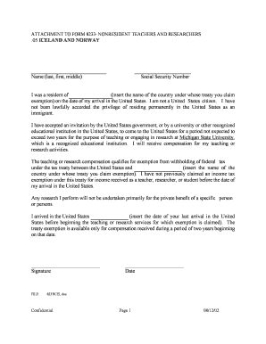 Form 8233 Nonresident Teachers and Researchers