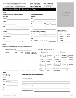 Aquaculture Fisheries Submission Form