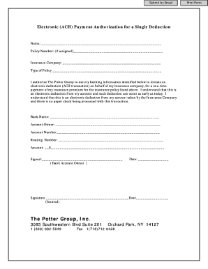 Electronic ACH Payment Authorization Form