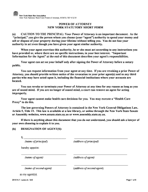 New York Statutory Short Form Power of Attorney