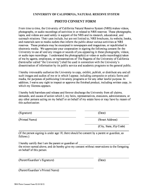 University of California Photo Consent Form