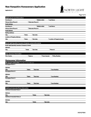 New Hampshire Homeowners Insurance Application