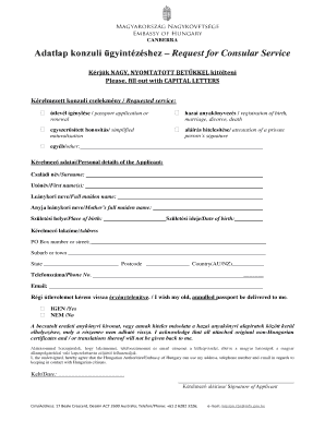 Hungarian Consular Service Request Form