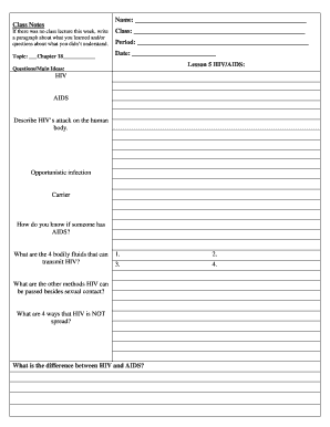 Class Notes on HIV/AIDS