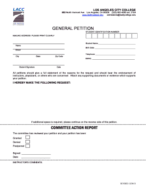 Los Angeles City College General Petition