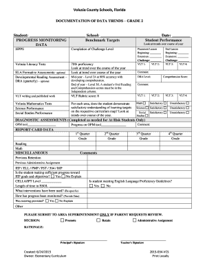 Volusia County Grade 2 Progress Monitoring Form