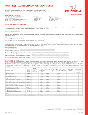 Prudential Unit Trust Additional Investment Form