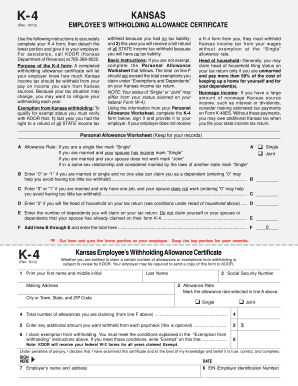 Kansas Employee's Withholding Allowance Certificate