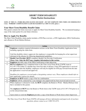 CenturyLink Short Term Disability Claim Packet