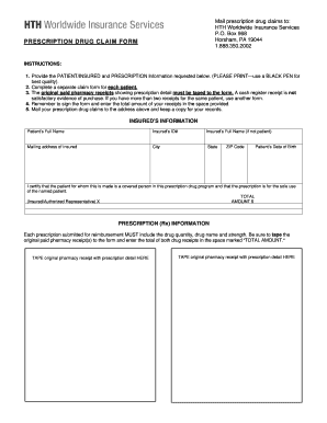 Prescription Drug Claim Form