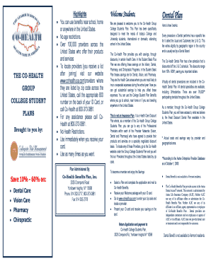 Co-Health College Student Dental Plan Application