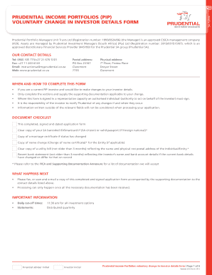 Prudential Income Portfolios Investor Details Change Form