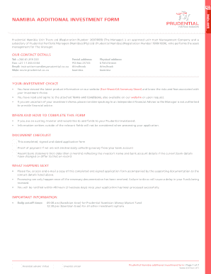 NAMIBIA ADDITIONAL INVESTMENT FORM FORM