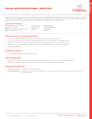 Prudential Online Registration Form - Investor
