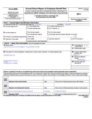 Form 5500 Annual Return/Report of Employee Benefit Plan
