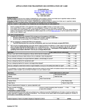 Application for Transition or Continuation of Care
