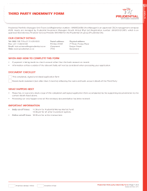 Prudential Third Party Indemnity Form