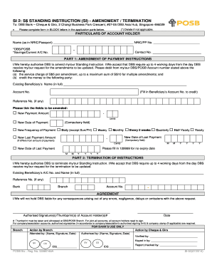 DBS Standing Instruction Amendment/Termination Form