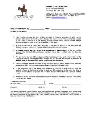 Utility Pre-Authorized Debit Payment Plan
