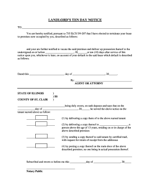 Illinois Landlord Ten Day Notice